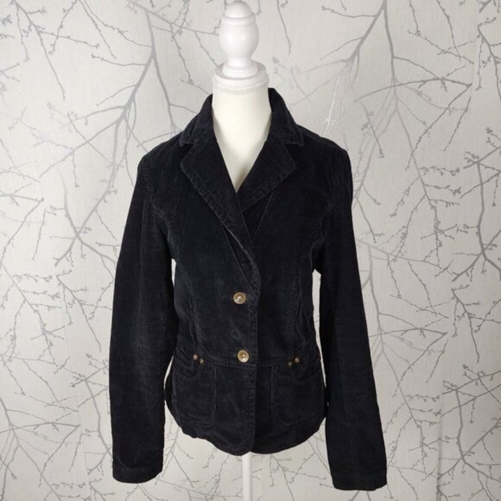 Penny Lane Black Corduroy Stretch 2 Button Blazer Jacket